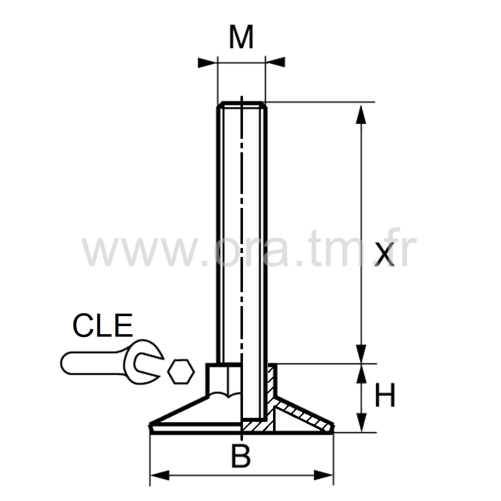 VTE - VERIN RIGIDE - BASE CONIQUE